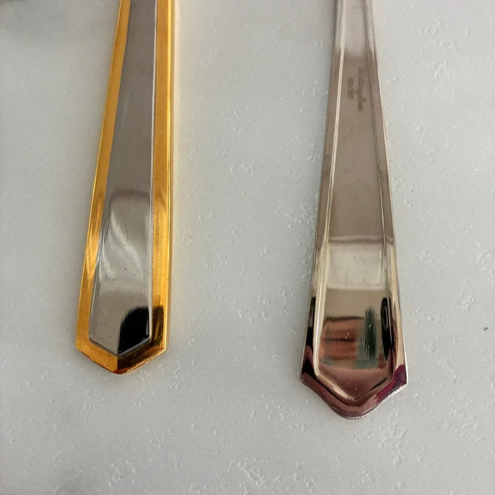 Vtg Gottinghen 18/10 Stainless Steel Cake Server Knife Set 24K Gold Italy